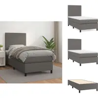 vidaXL Letto a molle con materasso grigio 90x190 cm in Pelle finta - Letti & strutture letto
