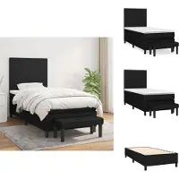 vidaXL Letto a molle con materasso nero 90x200 cm in tessuto - Letti e strutture letto