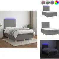 vidaXL Letto a molle con materasso e tessuto LED grigio scuro 120x200 cm - Letti & strutture letto