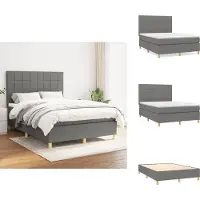 vidaXL Letto a molle con materasso grigio scuro 140x190 cm in tessuto - Letti & strutture letto