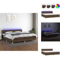 vidaXL Letto a molle con materasso e LED in tessuto marrone scuro 200x200 cm - Letti & strutture letto