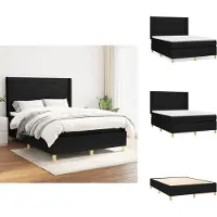 vidaXL Letto a molle con materasso nero 140x200 cm in tessuto - Letti e strutture letto