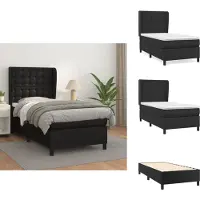 vidaXL Letto a molle con materasso nero 90x190 cm in Pelle finta - Letti e strutture letto