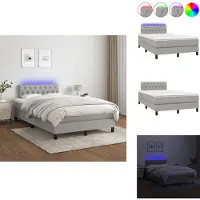 vidaXL Letto a molle con materasso e tessuto LED grigio chiaro 120x200 cm - Letti & strutture letto