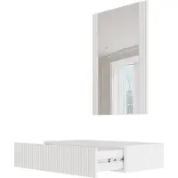 Cama Mobiletto da bagno con specchio, modello PAFOS, dimensioni 80x41,6x100 cm, colore bianco opaco