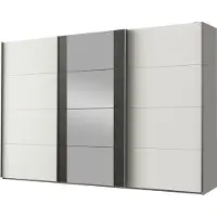 Wimex Armadio ad ante scorrevoli Berna Design dell'armadio selezionabile, bianco / acciaio grezzo, 360x64x236cm