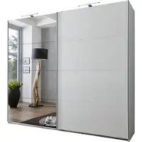 Wimex Armadio Ernie con ante scorrevoli e specchio, bianco, 225x65x210cm
