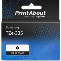 PrintAbout Nastro compatibile Brother TZe-335 - Bianco su nero (12 mm)