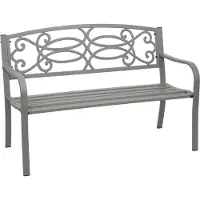 Mendler Panca da giardino MCW-F44, panca da parco, panca con seduta, in acciaio verniciato a polvere, 2 posti, 127 cm, colore grigio
