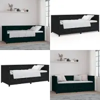 vidaXL Letto da giorno nero 90x200 cm in legno di pino massiccio - Letti e strutture letto