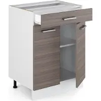 Vicco Mobiletto base per cucina R-Line Grigio nobile 60 cm con cassetto, senza piano di lavoro, Model 29712