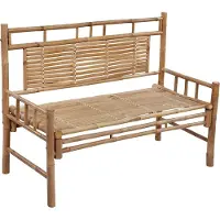 The Living Store Panca da giardino con cuscino in bambù da 120 cm