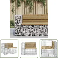 The Living Store Panchina da giardino Gabion 92x71x65,5 cm in legno di pino impregnato