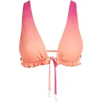 Karl Lagerfeld Printed Plunge Triangle Top Ombre Hibiscus -carmelia Taglia: S | Bikini Outlet | Donna