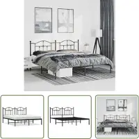 The Living Store Struttura letto con testiera in metallo nero 183x213 cm