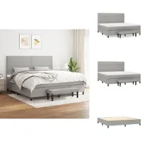 vidaXL Letto a molle con materasso grigio chiaro 200x200 cm in tessuto - Letti & strutture letto