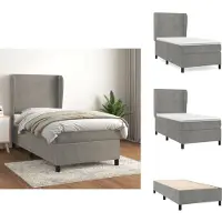 vidaXL Letto a molle con materasso grigio chiaro 80x200 cm in velluto - Letti e strutture letto