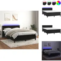 vidaXL Letto a molle insacchettate con materasso e LED in velluto nero 140x190 cm - Letti & strutture letto