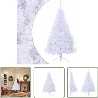 The Living Store Mezzo albero di Natale artificiale con supporto Bianco 150 cm PVC