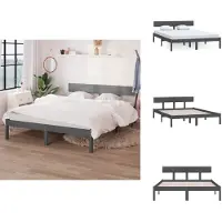 vidaXL Letto in legno massiccio grigio 120x190 cm - Letti e strutture letto
