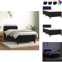 vidaXL Letto a molle insacchettate con materasso e LED in velluto nero 90x190 cm - Letti & strutture letto