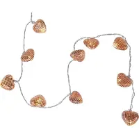 Best Season Fiaccole LED "Cuori di rete" 10 cuori di rame LED, circa 0,9 m, batteria, timer, 726-81