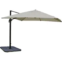 Mendler Ombrellone a semaforo per la ristorazione MCW-A96, 3,5x3,5 m (Ø 4,95 m) in poliestere/alluminio, 25 kg ~ grigio crema con base