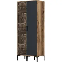 Skye Decor , armadio di alta qualità, in legno noce e antracite, dimensioni 80x201,4x47,5 | 100% melaminico