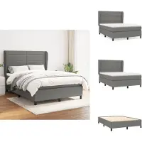 vidaXL Letto a molle con materasso grigio scuro 140x200 cm in tessuto - Letti & strutture letto