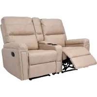 Mendler Set di 2 poltrone da cinema MCW-K17, poltrone reclinabili, poltrone da TV, divano, molle Nosag, portabevande, vano portaoggetti ~ Tessuto/tessuto beige