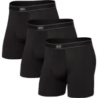 Saxx Daytripper Boxer Brief Fly 3-Pack Intimo sintetico Uomo (S, nero)