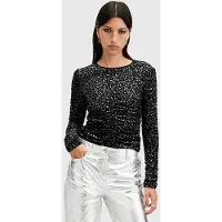 AllSaints Eris Leppo Top Black Taglia: 12 | Maglie a manica lunga Outlet | Donna | Nero