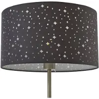 LINDBY Lampada da terra Melanie, grigio, tessuto, Ø 36 cm, a 2 luci.