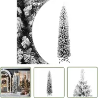 The Living Store Albero di Natale Artificiale Slim con Neve Verde 210 cm PVC