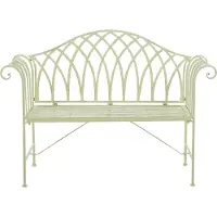 Beliani Panchina da giardino verde chiaro in metallo larghezza 13 cm per 2 persone design vintage per terrazza per giardino per balcone