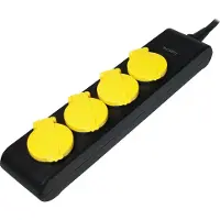 Logilink striscia di prese a prova di umidità a 4 poli nero/giallo 1,4 m (sfuso)