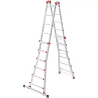 Hailo Scala multifunzione M80 in alluminio - Scala multiuso con 4 x 6 pioli - Regolabile grazie a 2 giunti di sicurezza - Altezza di lavoro fino a 675 cm - Peso 19,5 kg - Argento