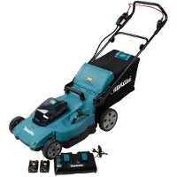 Makita Rasaerba doppio DLM538CT2 de 18 V (36 V) Li-Ion LXT, 530 mm, Incluse 2 batterie ricaricabili da 5,0 Ah e caricabatterie, blu