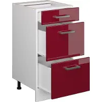 Vicco Mobiletto base per cucina R-Line Rosso lucido 40 cm con cassetti, senza piano di lavoro, Model 37733