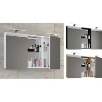 VCM Armadio bagno senza tempo | Dimensioni ca. H. 59 x W. 112 cm D. 12 cm | Due porte con vano portaoggetti | Armadio a specchio - Budasi