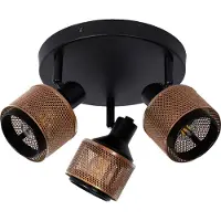 Lucide Lampada da soffitto rotonda a triplo riflettore, nera con dettagli dorati, RAFA 3xE14 40W