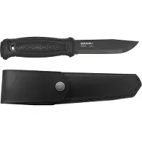 Morakniv Garberg Black C (Leather Sheath) - Carbon Steel - Black