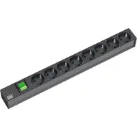 Bachmann 48,30 cm (19") striscia di prese ALU 1U, 8 vie, s. nero, contatto di terra, 2 m, con interruttore (333.505)