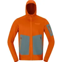 Norrøna - Pile traspirante da escursionismo - Falketind Warm2 Stretch Hood M Gold Flame per Uomo - Taglia S - Arancione