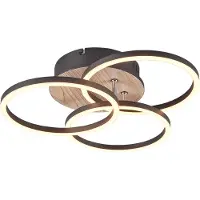 TRIO Leuchten Plafoniera LED Circle 3 luci telecomando legno