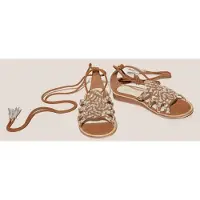 White Stuff Plaited Leather Sandal Tie Leg Mid Tan Taglia: 7 | Infradito Outlet | Donna | Marrone