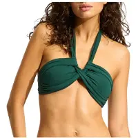 Seafolly Women's Collective Halter Bandeau Parte superiore bikini Donna (32, turchese/blu)