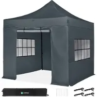 Vonroc Gazebo Easy-Up - 3x3 m | Set incl. Pareti Laterali - Grigio