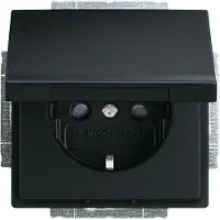 Busch-Jaeger Inserto per presa di corrente SCHUKO , con coperchio a cerniera 20 EUKBR-885 nero opaco