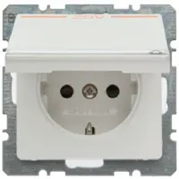 Berker Presa SCHUKO 47526049 con coperchio ribaltabile e campo di etichettatura, bianco polare, completa di Q.1